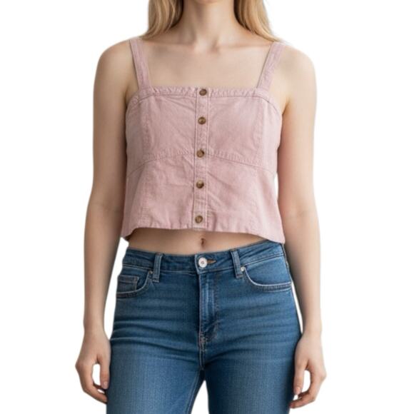 Abercrombie & Fitch Tops - Abercrombie & Fitch Lilac Button Front Smocked Crop Top Tank Size Large